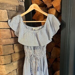 Zara Blue and White Striped Dress